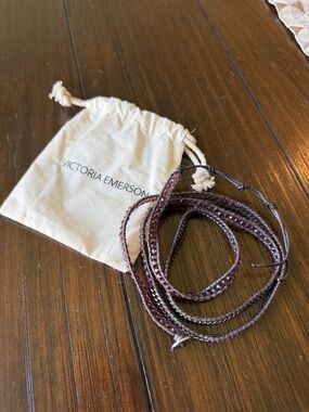 Victoria Emerson Braided Wrap Bracelet in Deep Brown and Maroon